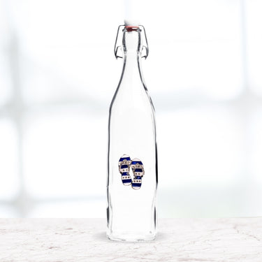 Coastal Jeweled Blue and White Flip Flop Swing Top Bottle